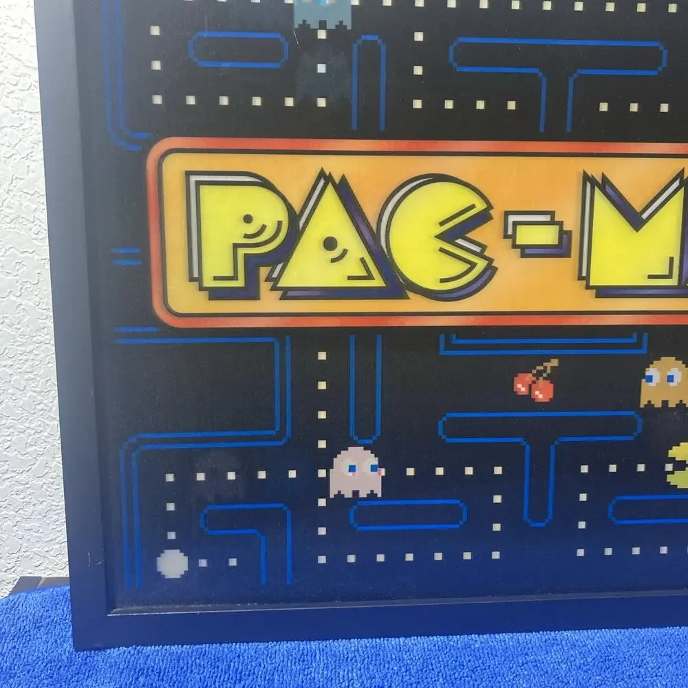 PAC MAN Holographic Wall Art Retro Arcade. Characters Move With Perspective